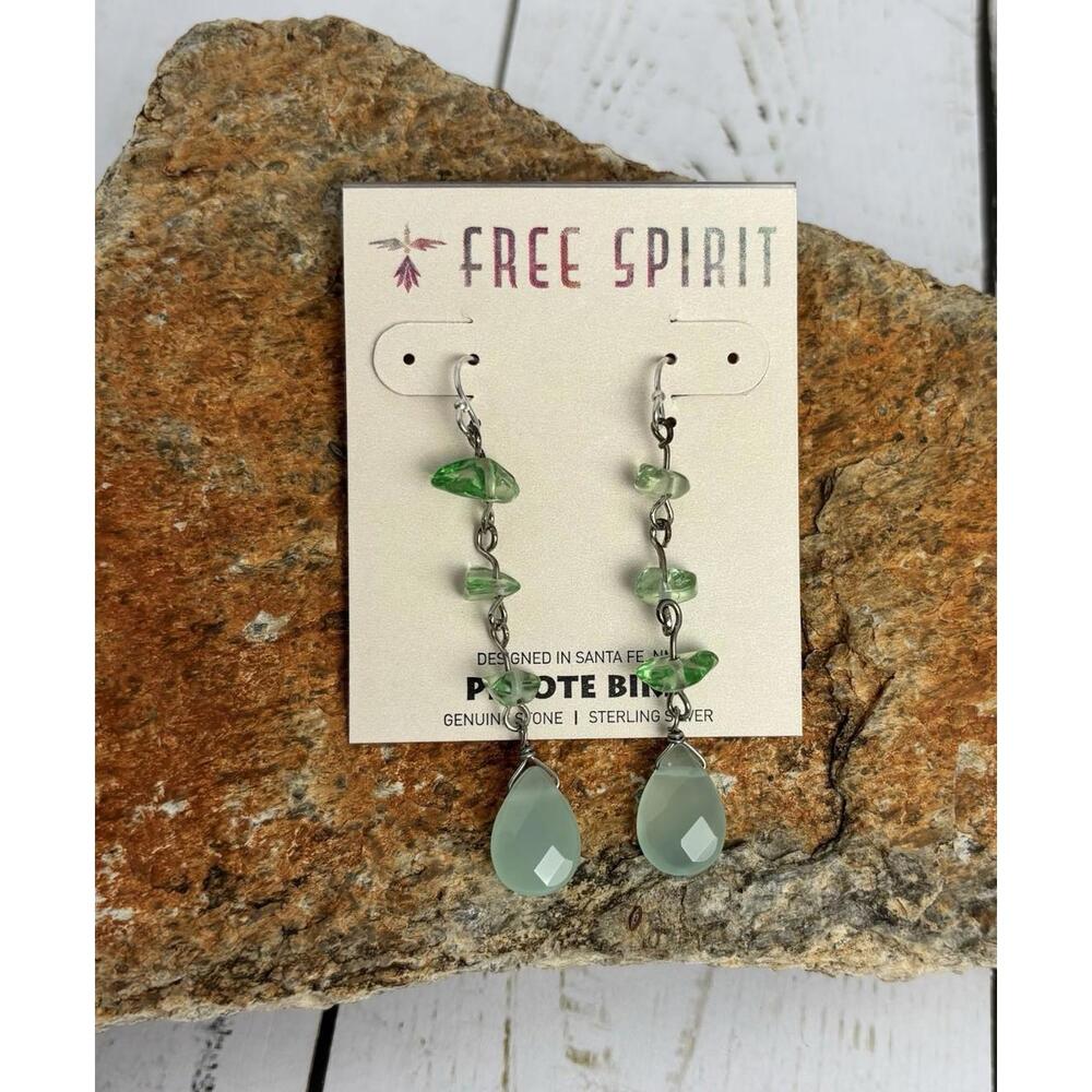 Peyote Bird‎ Sterling Calcite Peridot Beaded Earrings J052